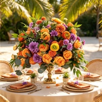 Boules de fleurs pour centre de table de mariage à prix réduit, orange et vert, pour la décoration de table de mariage