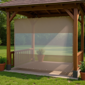 Rideau extérieur transparent en PVC polyester 18 oz, imperméable, résistant aux intempéries et indéchirable pour gazebos et pergolas - Product Image 2