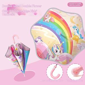 Paraguas Infantil de Doble Capa EVA con Mango Largo, Diseño de Dibujos Animados, Bordes Redondeados, Protección Contra la Lluvia, Apertura Manual - Product Image 2