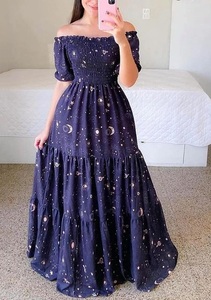 S-3XL printemps/été <span class=keywords><strong>robe</strong></span> épaules dénudées fleur fragmentée mode épaules dénudées longue <span class=keywords><strong>robe</strong></span> imprimée - Product Image 3