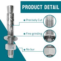 Ancres à expansion en acier inoxydable à tête ronde de 3/8 po x 3 po, boulons d'expansion pour béton, haute résistance, capacité de 150 lb, 5 pièces