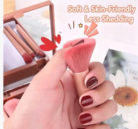 5 Buah Set Kuas Makeup Mini Dengan Kotak Cermin, Kuas Makeup Eyeshadow Bedak Foundation Lembut Ramah Perjalanan