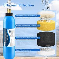 Filter air Inline RV canggih dengan pelindung selang fleksibel penting untuk air minum Alkaline segar untuk berkemah luar ruangan