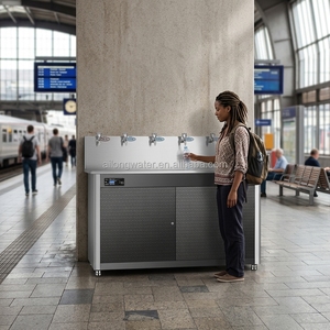 Estación Purificadora de <span class=keywords><strong>Agua</strong></span> por Ósmosis Inversa de Acero Inoxidable con 6 Grifos Eléctricos para <span class=keywords><strong>Agua</strong></span> Fría, Ideal para Hoteles y Uso en Exteriores - Product Image 2