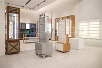 Présentoir en bois pour lunettes, à poser sur le sol, étagère de rangement optique et miroir, prix direct d'usine, vente en gros