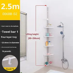 <span class=keywords><strong>Étagère</strong></span>s de salle de bain modernes en acier inoxydable, barre <span class=keywords><strong>télescopique</strong></span>, type sur pied du <span class=keywords><strong>sol</strong></span> au <span class=keywords><strong>plafond</strong></span>, <span class=keywords><strong>étagère</strong></span> de rangement murale - Product Image 6