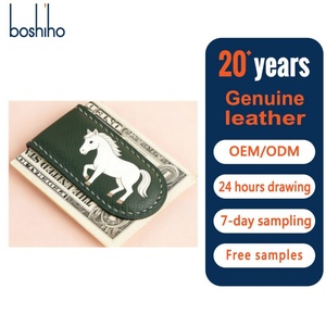 Cartera Delgada Bifold de Cuero Genuino Hecha a Mano Estilo Vintage Boshiho con Clip para Billetes, Tarjetero y Organizador de Efectivo - Duradera Unisex - Product Image 1