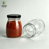 Stoples Kaca Mulut Lebar 180 ML, Wadah Kaca Bening untuk Saus, Acar, Makanan Bayi, Bumbu Buatan Sendiri