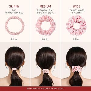 Élastiques à cheveux en soie personnalisés 100% soie de mûrier 3,5 cm 22 mm pour femmes - Product Image 4