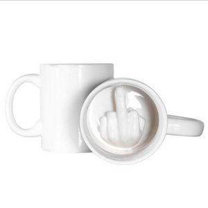 Sublimation Blanks White Coffee <strong>Mug</strong> 350ml 11oz Funny <strong>Middle</strong> <strong>Finger</strong> Cups and 3D Style Tea Milk - Product Image 2