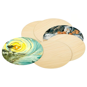 Panneau en <span class=keywords><strong>bois</strong></span> moderne multifonctionnel et écologique, vierge, à graver, de forme ovale foncée, avec corde en jute pour accrochage - Product Image 1
