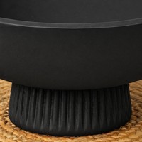 Bol sur piétement en bois noir mat moderne avec base cannelée, plateau décoratif rustique de style ferme pour la décoration intérieure Wabi-sabi