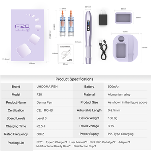 Stylo Deram F20 multifonction à 6 vitesses avec cartouche Nano pour les appareils de soin de la peau et de massage du cuir chevelu - Product Image 6