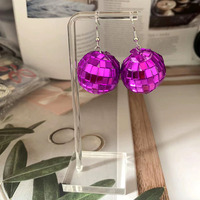 Boucles d'oreilles pas chères en forme de boule disco, rose, bleu, argent, chapeau de cowboy, accessoire en verre laser, décorations de fête fantaisie pour bars et soirées