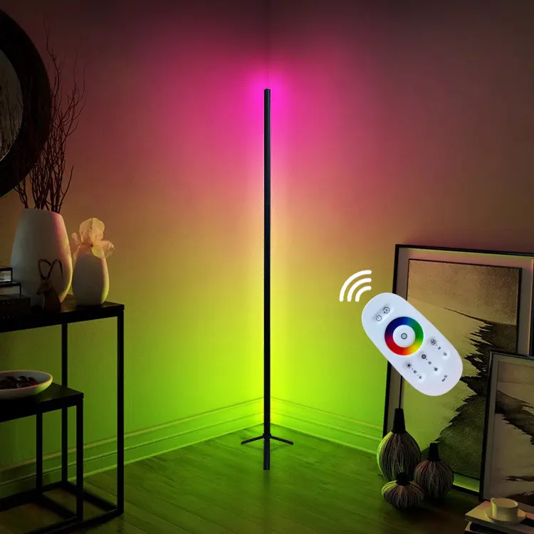 Us Eu Au Uk Plug Rgbic Led Corner Light Adjustable Music Sync Rgb Color Changing Modern Floor Lamp