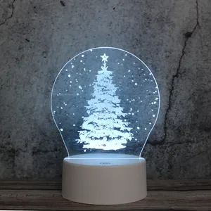 3D Luce di Notte Alberi Di Natale Della Lampada Della Luce 7 Colori Modifica Desk Lampada Da Tavolo Per Bambini Lampada con Piatto Pannello in Acrilico e base IN ABS