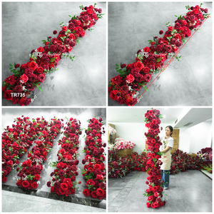 Custom red Garland <b>Flower</b> Arrangement Centerpiece Table <b>Flower</b> Runners for Wedding Party Decor - Product Image 3