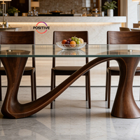 Table à manger en bois massif, table de conférence minimaliste moderne, table de restaurant artistique, table longue de luxe léger, table à manger design