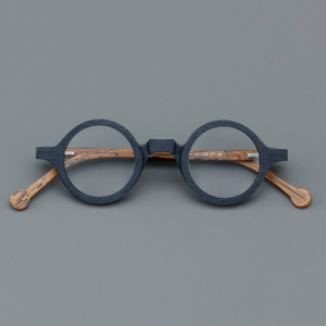2024 nouveau japonais élégant femmes cadre optique petit rond <span class=keywords><strong>bois</strong></span> motif lunettes hommes classique myope lunettes pour Logo personnalisé - Product Image 5