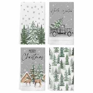 Paños de Cocina Navideños con Diseño de Árbol de Navidad Rojo, Decoración Rústica de Invierno, Regalos para Amigos y Familiares, Regalo Promocional - Product Image 1
