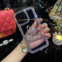 Étui de luxe XP1226 en strass motif cygne pour iPhone 17/16 Pro Apple 15 Transparent 14 Max Housse de protection 13 Bracelet en cristal