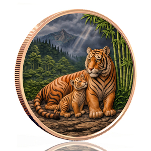 Pièce de monnaie ronde personnalisée en <span class=keywords><strong>cuivre</strong></span> fin 999 de 5 oz, motif <span class=keywords><strong>Famille</strong></span> de tigres avec surface en relief profond, design unique et délai de livraison rapide, faible MOQ - Product Image 3