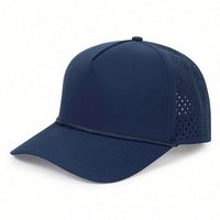 Casquette de baseball unisexe 5 panneaux BSCI OEM noire imperméable avec logo personnalisé pour le sport et l'extérieur, perforations laser, casquettes Gorras