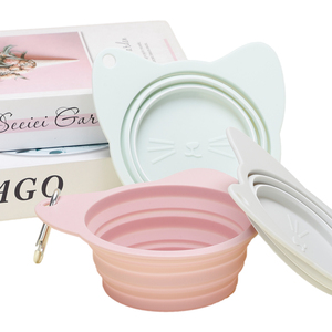 Bol pliable pour animaux de compagnie en silicone de qualité alimentaire, forme personnalisable, avec mousqueton, bol de voyage pliable pour chiens et chats - Product Image 1