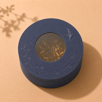Boîte de chocolats pralinés demi-transparente en cuir bleu personnalisée pour desserts, dattes, bonbons, emballage cadeau