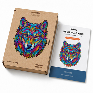 <span class=keywords><strong>Puzzle</strong></span> artistique en <span class=keywords><strong>bois</strong></span> personnalisé Kakray, motif loup, décoration murale colorée, artisanat en <span class=keywords><strong>bois</strong></span>, cadeau - Product Image 5