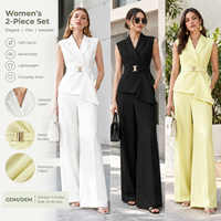 Ensemble deux pièces élégant et décontracté pour femme, collection été 2026, personnalisable OEM, composé d'un haut et d'un pantalon