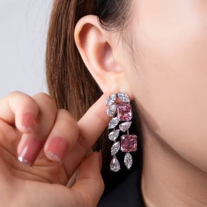 Pendientes de Lujo Messi Jewelry MSE-602 de Plata con Circonita Cúbica de Alto Contenido de Carbono en Forma de Asscher, Pera y Marquesa - Product Image 2