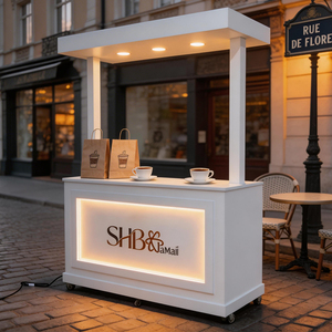 Carrello bar mobile a LED, chiosco commerciale pieghevole per la vendita di cibo, stand alimentare per negozi pop-up - Product Image 1