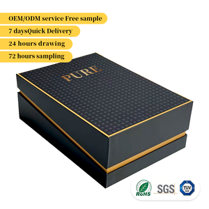 Premium Luxury Matte Black Rigid Lid and Base Gift Box with Gold Foil Stamping Custom Logo <b>Square</b> Shoulder Box for Cosmetics - Product Image 1