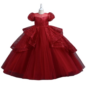 13-14 years dresses party wear Gorgeous Sequined Purple Princess flower dress with Long Sleeves - Perfect for Weddings, Parties, and Communion