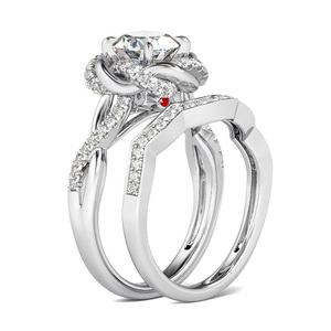 Tendances 2026 : Bagues de fiançailles en argent sterling 925 et platine avec <span class=keywords><strong>diamant</strong></span> Moissanite <span class=keywords><strong>3</strong></span> carats, design pétale – Fournisseur - Product Image 4