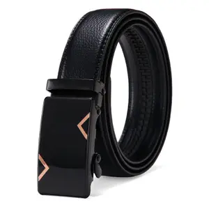E303 Оптовая Продажа Черный Fuax кожаный пояс подарок металлическая пряжка регулируемый автоматический ремень для мужчин