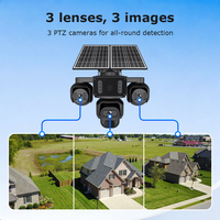 Cámara Solar IP66 de 4 Lentes PTZ 4G con Batería, AOV 24/7, Seguridad Exterior, 15MP, con Seguimiento de Movimiento Humano y Audio Bidireccional