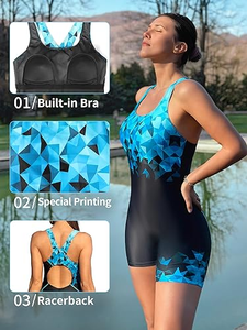 Costume da bagno da <span class=keywords><strong>donna</strong></span> Boyleg intero rimovibile per petto Racerback costumi da bagno Fitness costume intero costume da bagno per bambini - Product Image 5