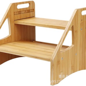 <b>Bamboo</b> two-tier step <b>stool</b>, household booster <b>stool</b>, children's bathroom sink stair <b>stool</b>, children's washbasin <b>stool</b> - Product Image 1