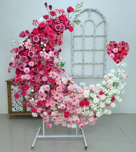 Arche florale en métal Blue Moon, décoration de fond de mariage artificielle en roses pour Noël, remise de diplôme, fleurs de souffle de bébé, lune - Product Image 4