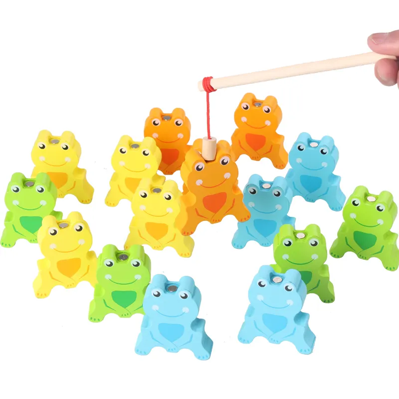 売れ筋漫画カエルの形のブロックは子供の注意を改善します子供のためのカエルの積み重ね仕上げおもちゃセット