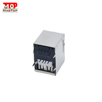 Konektor Jack RJ45 Multi Pin CAT6 Tab Down Dengan Filter Magnetik 1000 Base T Terlindungi Gigabit PCB Mount EMI