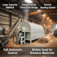 Séchoir rotatif à tambour triple grande capacité, chauffage électrique, capacité 500 kg/h, équipement de séchage industriel automatique pour biomasse