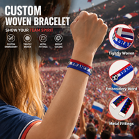 Pulseras Tejidas Personalizadas al por Mayor para la Copa Mundial 2026, Pulseras Bordadas con Logotipo Personalizado para Aficionados al Fútbol