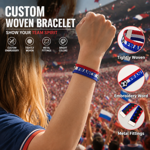 Bracelets d'amitié personnalisés en gros Coupe du Monde 2026 – Bracelets tissés avec logo brodé sur mesure pour les fans <span class=keywords><strong>de</strong></span> football - Product Image 2