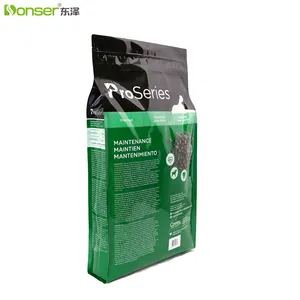 Pabrik kemasan makanan anjing OEM 12.9kg kustom makanan hewan peliharaan kering daur ulang plastik PE tas Mylar dengan ritsleting untuk makanan kucing