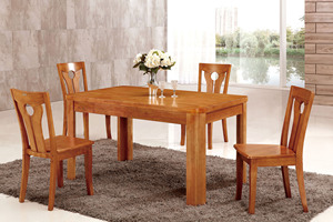 T212ไม้โอ๊คแบบชนบท + โต๊ะรับประทานอาหาร C310 & เก้าอี้ด้านบนสี่เหลี่ยมและคว่ำพร้อมฐานเสากว้างสำหรับบ้านห้องครัวห้องนั่งเล่น - Product Image 2