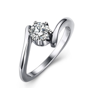 Wholesale Silver Jewelry Women's Stainless Steel Cubic Zirconia Engagement <b>Ring</b> Diamond Wedding <b>Rings</b> - Product Image 1