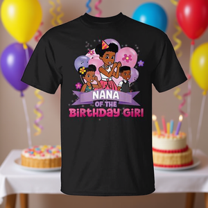 Camiseta Nana Of The Birthday Girl de algodón negro para adultos, ropa de fiesta unisex - Product Image 3